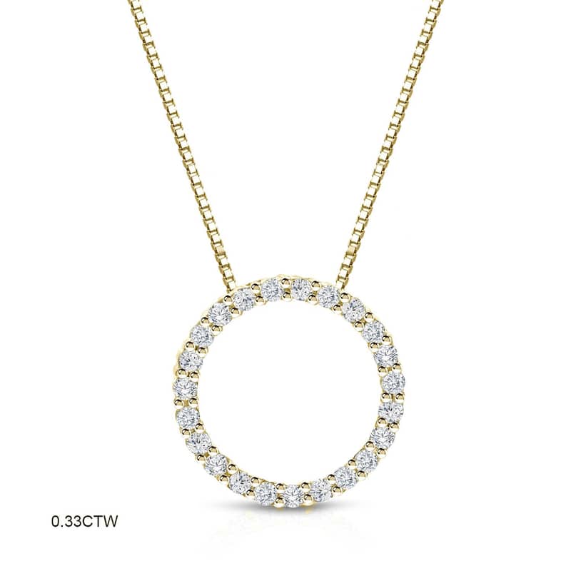 Auriya 14K Yellow Gold Diamond Circle Pendant Necklace - 0.33ctw