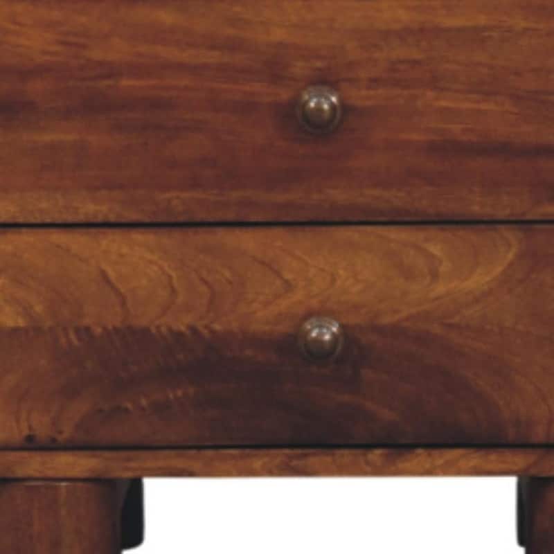 HomeRoots 15" Chestnut Solid Wood Square Two Drawer Nightstand