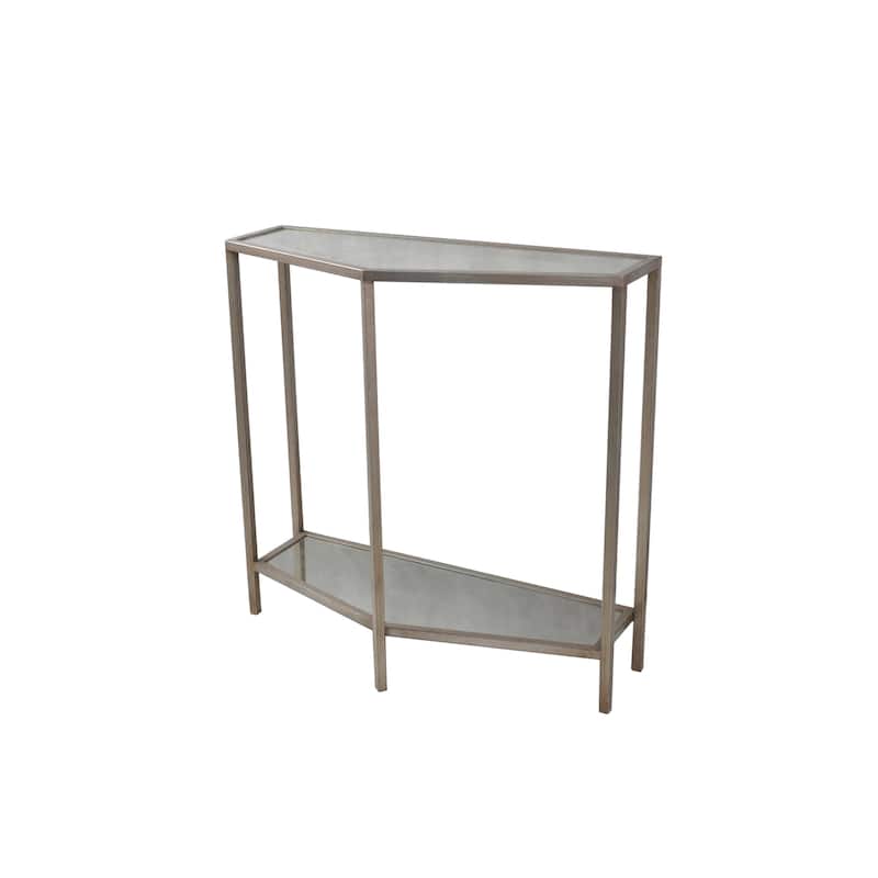 12" Metal and Glass Console Table, Antique Silver