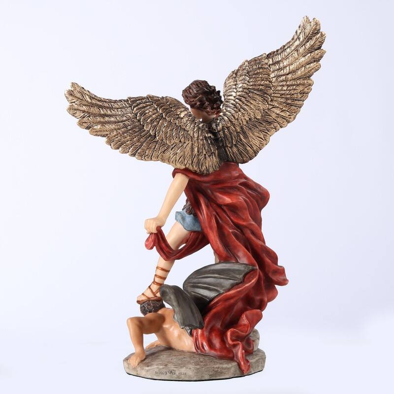 6.3 inches Height Polyresin Archangel Saint Michael Vanquishing Demon Multicolor Finish Figurine