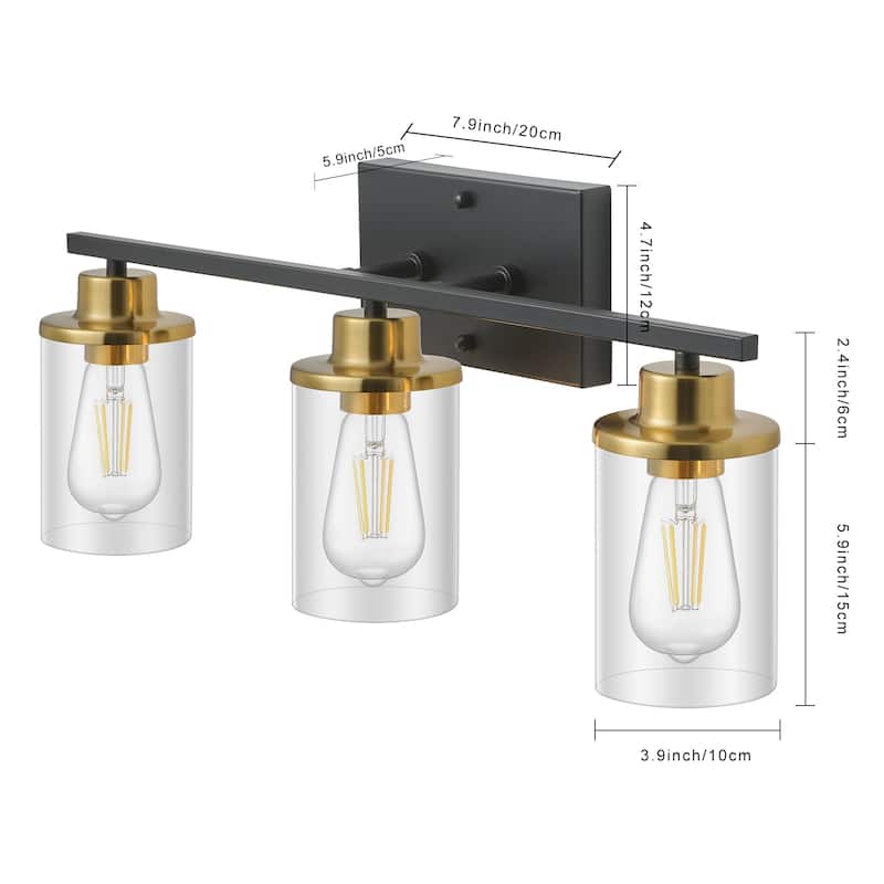 Starsky 3-Lights 23in Dimmable Bathroom Vanity Light Modern Wall Sconce Lighting with Glass Shade