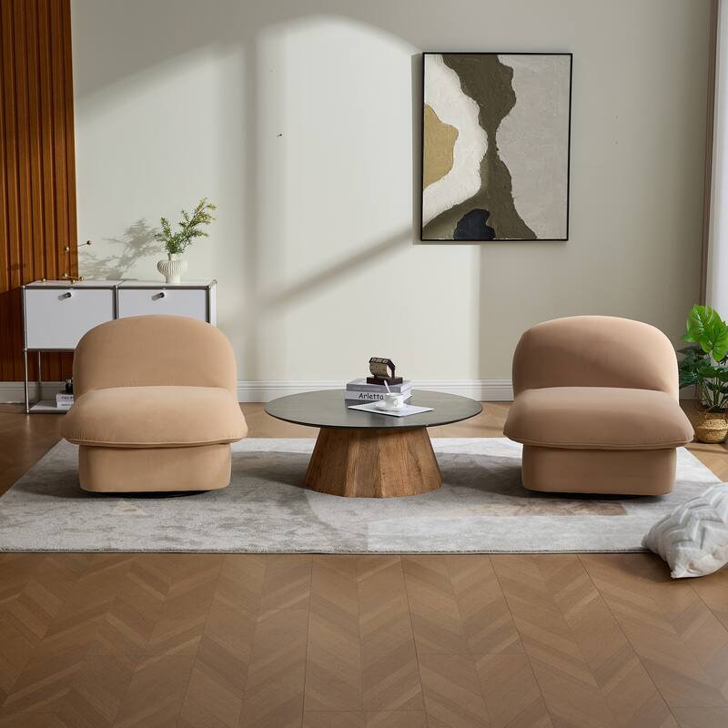 Pumpkin-Shaped Swivel Chair, 360-Degree Swivel Accent Chair for Living Room Bedroom Office