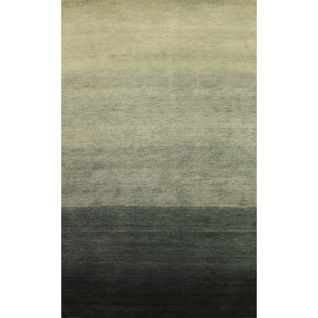Hand Knotted Oriental 100% Wool Carpet Modern Stripe Multi-Colored Gabbeh Area Rug - 8' 0'' X 5' 2''