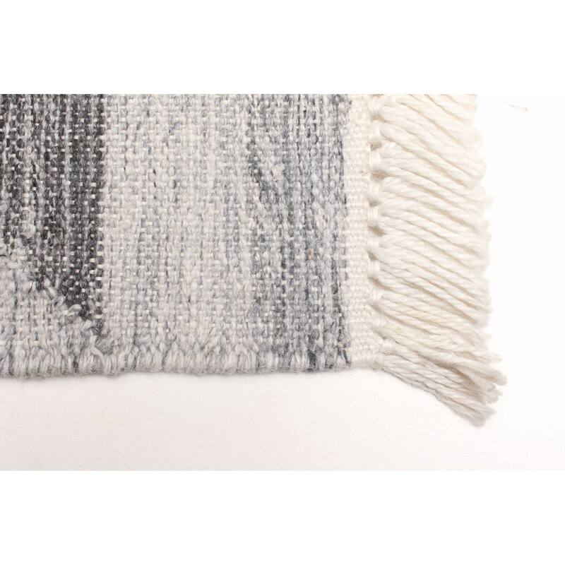 ECARPETGALLERY Flat-Weave Ankara FW Dark Grey Wool Kilim - 4'10 x 8'2