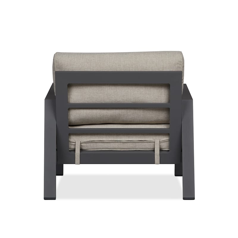 Aegean Outdoor Chair in Weathered Slate w/ Tan Cushions by Real Flame