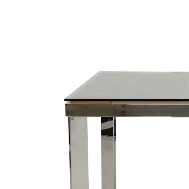 Cid Tiha Dining Table, Reclaimed Ship Wood and Glass Top, 64 Inch Brown - Brown, Silver