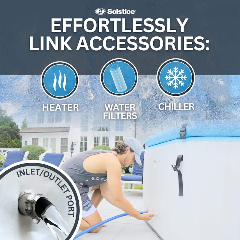 Solstice Plunge 100 Gallon Inflatable Insulated Ice Bath Tub with Lid, White - 30