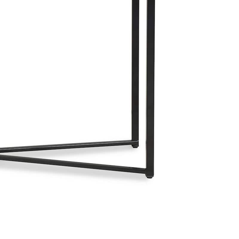 Agnew 50 Inch Console Table, White Marble Top, Tubular Black Steel Base