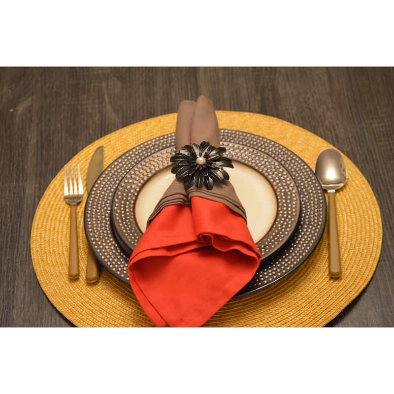 Flower Napkin Rings Set of 12 (Black Pearl)
