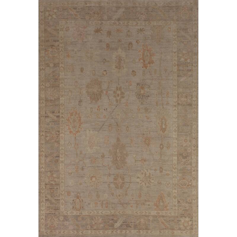 Transitional Oushak Vegetable Dye Turkish Rug Hand-Knotted Wool Carpet - 5'11"x 9'0"
