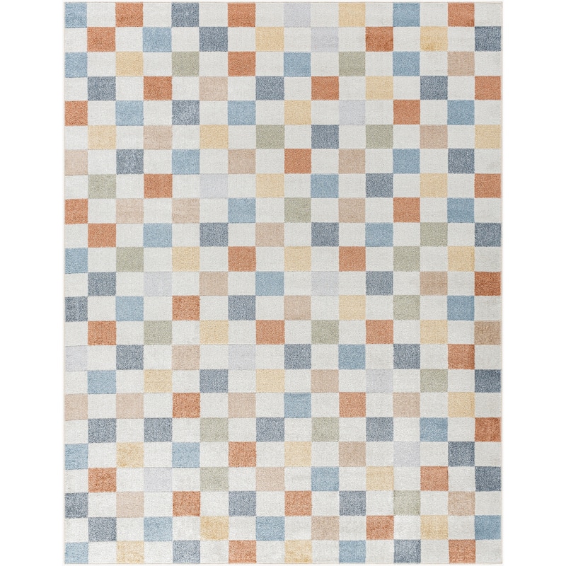 Livabliss Lillian Machine Washable Checkered Area Rug