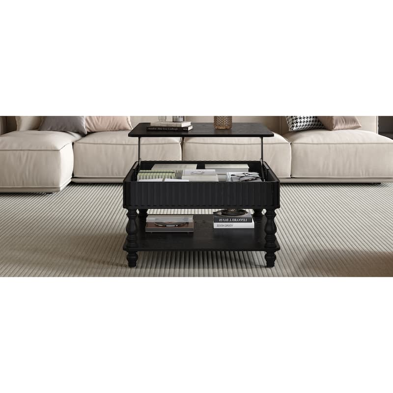 GDF Studio - Belfair Fluted Lift-Top Coffee Table with Hidden Storage