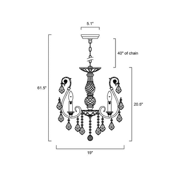 Antique Black 6-Light Wrought Iron Chandelier with Crystals Hanging