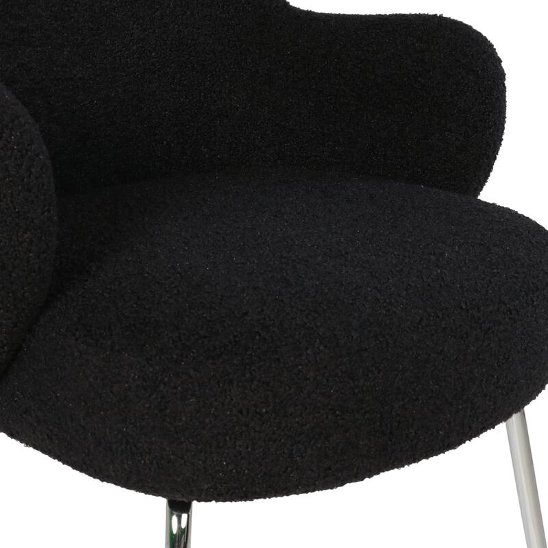Furnish Theory Nordic Comfort Dining Armchair Arm Chair w/ Various Boucle Fabric Upholstery Covers & Steel Leg Finishes