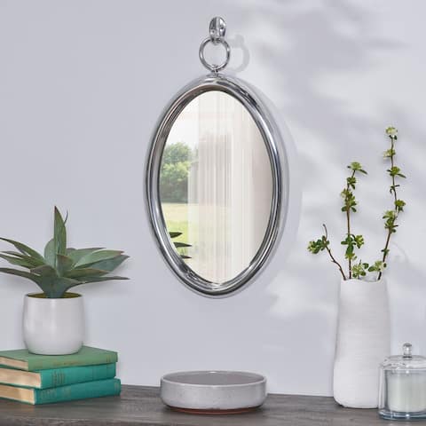 Grover Modern Handcrafted Oval Aluminum Wall Mirror by Christopher Knight Home - 12.00" L x 1.00" W x 20.50" H