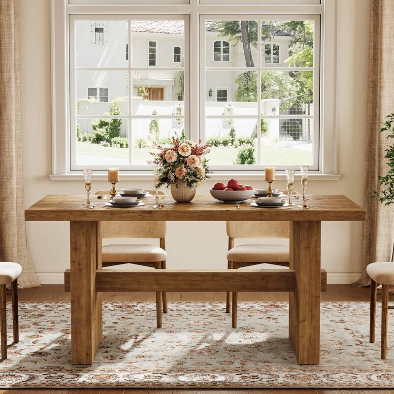 63 Inch Solid Wood Dining Table for Kitchen Living Room