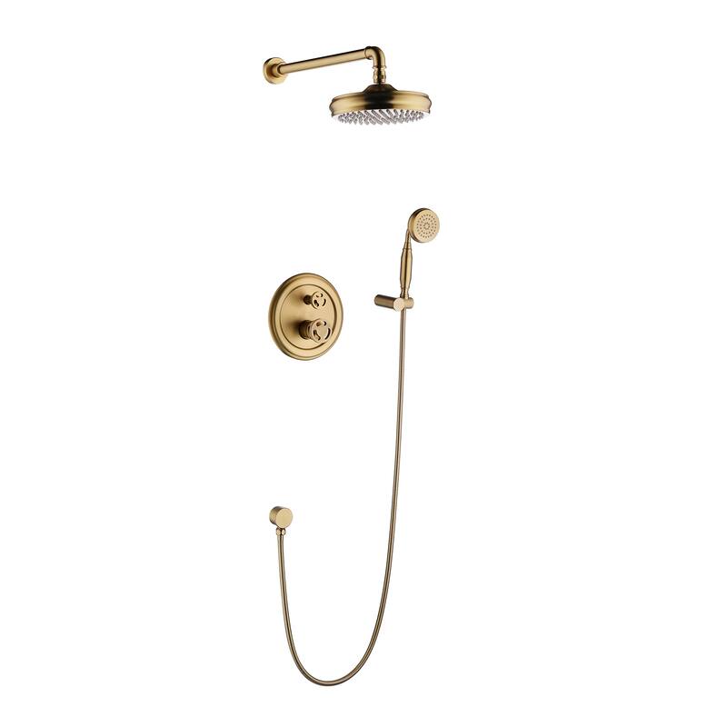 2-Handle 3-Spray Patterns Solid Brass Shower System (Valve Included)