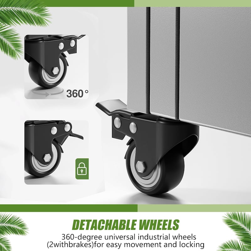Movable Raised Garden Bed with Trellis and Lockable Wheels