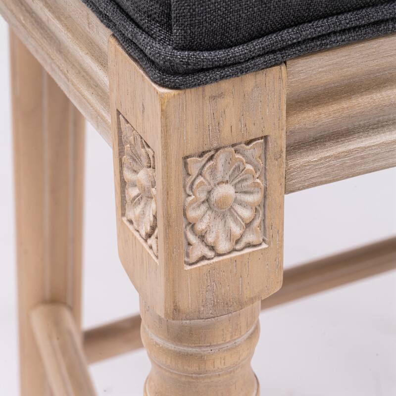 Wooden Barstools Rattan Back Set of 2
