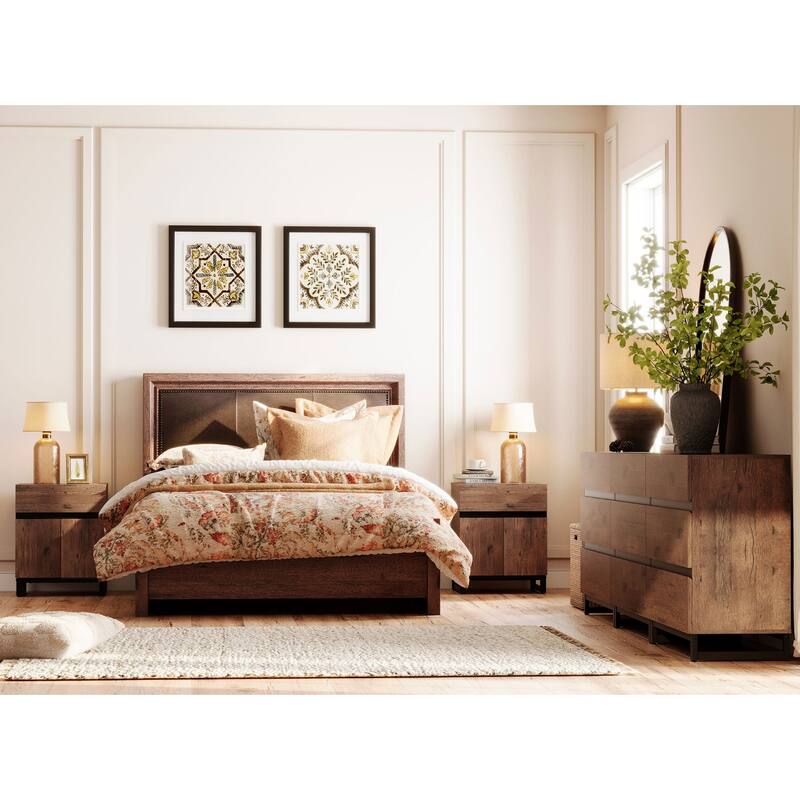 3-Piece Dresser And Nightstand Set, 94.5 Inches Dresser With 9 Drawers, 2 Nightstand With Drawer, Bedroom Furniture Set - Brown - 3 Piece