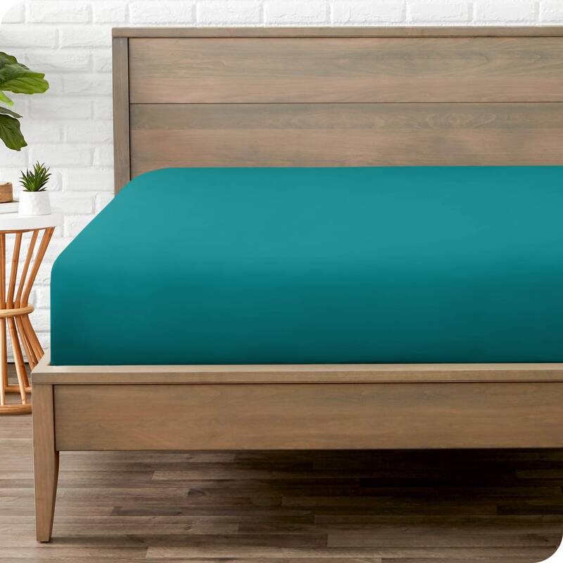 Bare Home Double Brushed Deep Pocket Fitted Sheet - Queen - Emerald