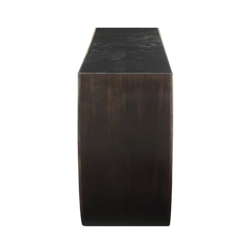 Wooden Half-moon Design Console Table in Black and Gold Finish