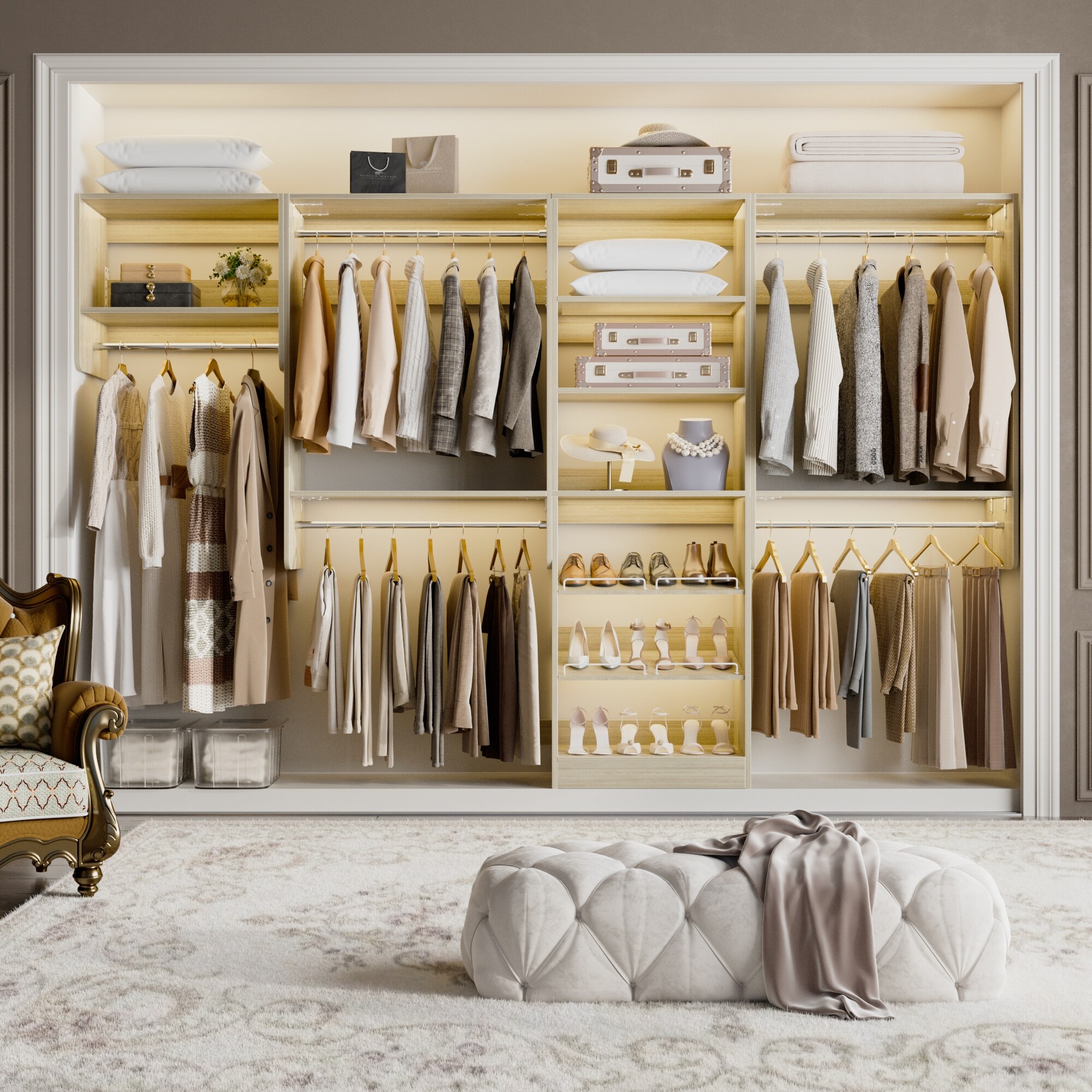 muu closet まとめ売り Cimly Set of 4 Closet System with Shoe Rack and Hanging Rods, 120