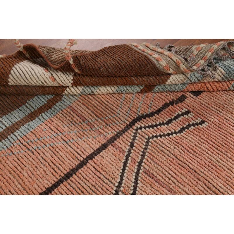 All-Over Moroccan Abstract Area Rug Hand-Knotted Wool Carpet - 8'11"x 12'8"