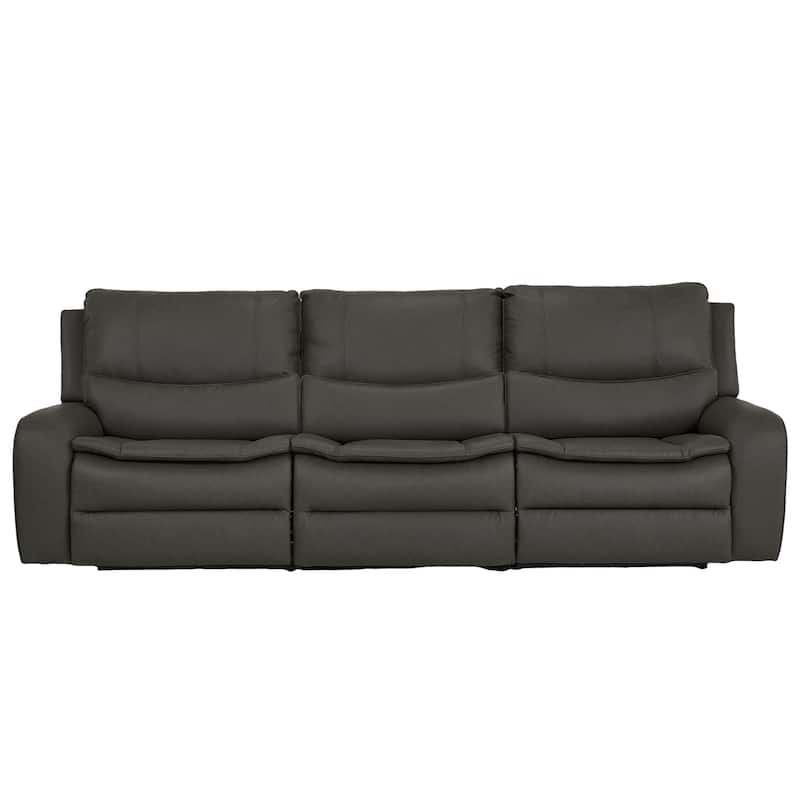 113" W Faux Leather Dual-Power Oversized Width Seat Sofa with Ajustable Headrest, USB & USB-C Charging - Grey