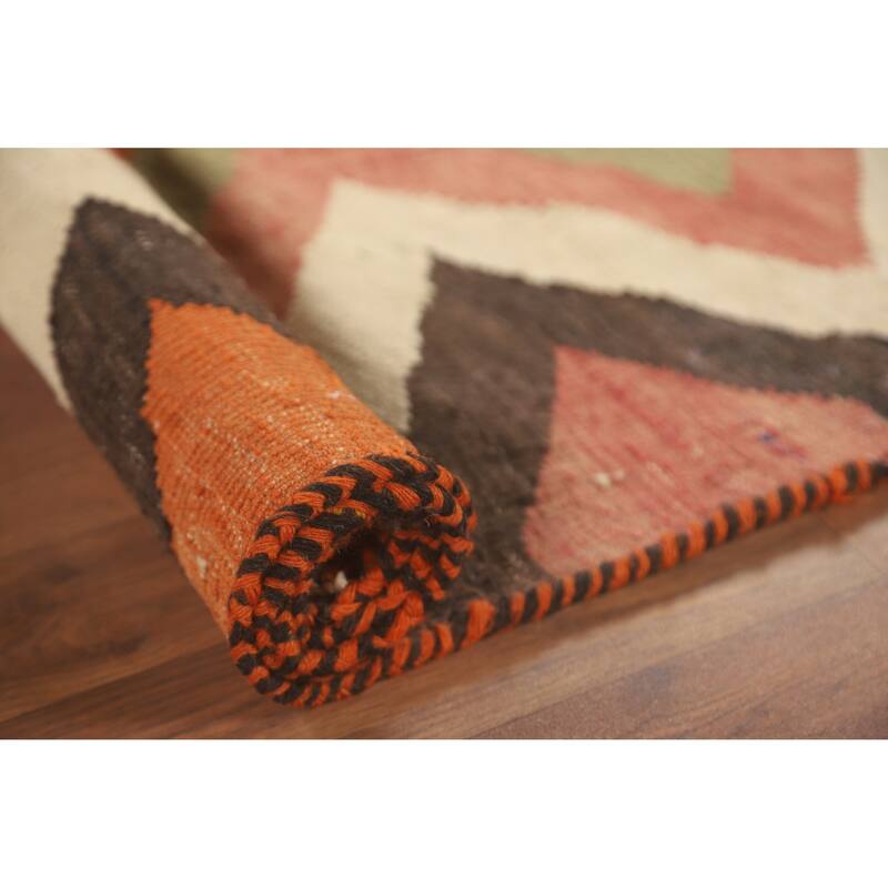 Tribal Kilim Qashqai Persian Vintage Rug Hand-Woven Wool Carpet - 6'1" x 9'2"