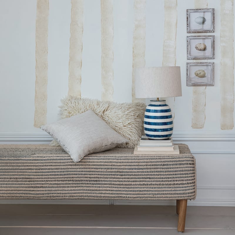 Woven Jute and Cotton Dhurrie Bench with Oak Wood Legs