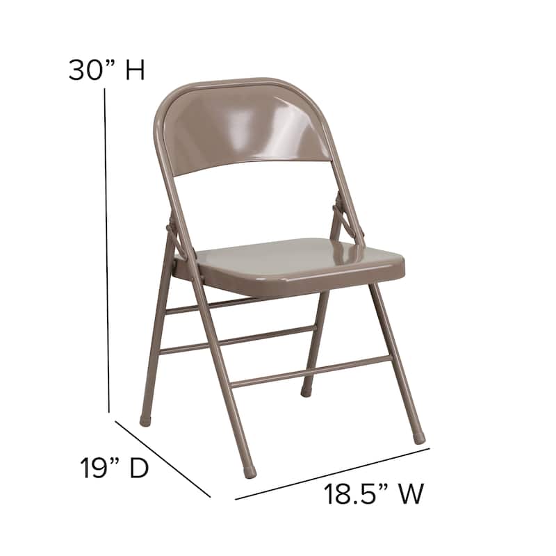 2 Pack Triple Braced & Double Hinged Metal Folding Chair