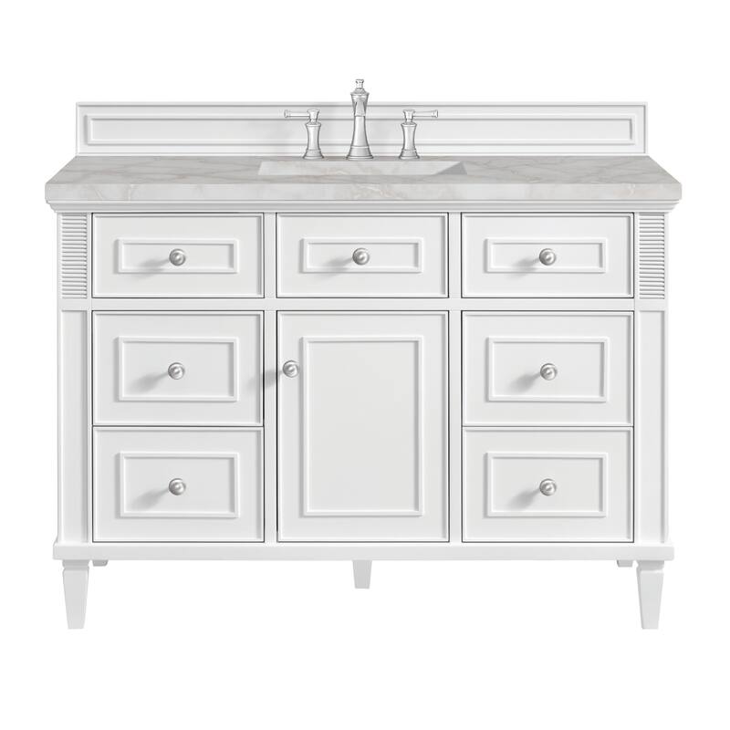 James Martin Vanities 424-V48-3VSL Lorelai 48" Single Basin Wood - Bright White - Painted