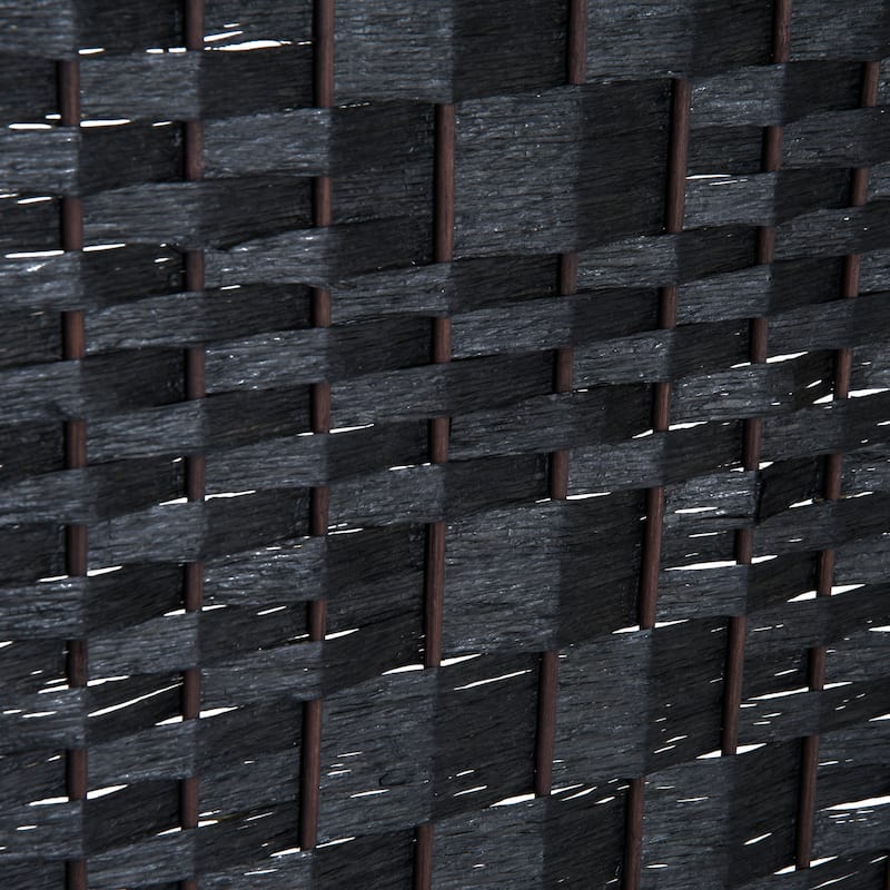 HomCom 6' Tall Wicker Weave Three Panel Room Divider Privacy Screen - Black Wood