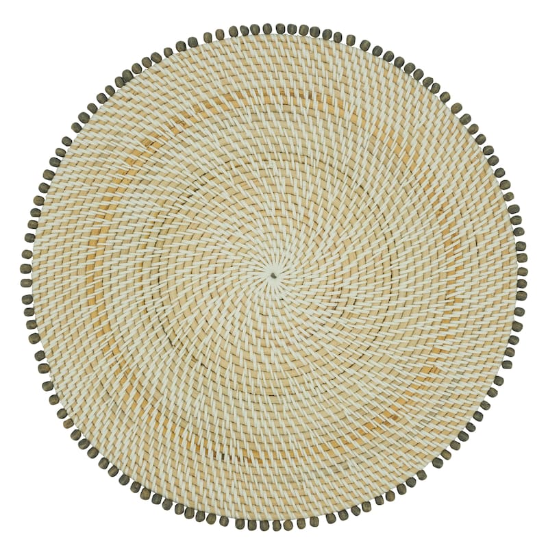 Beaded Edge Design Table Mats (Set of 4) - Set of 4 - 15" - Grey