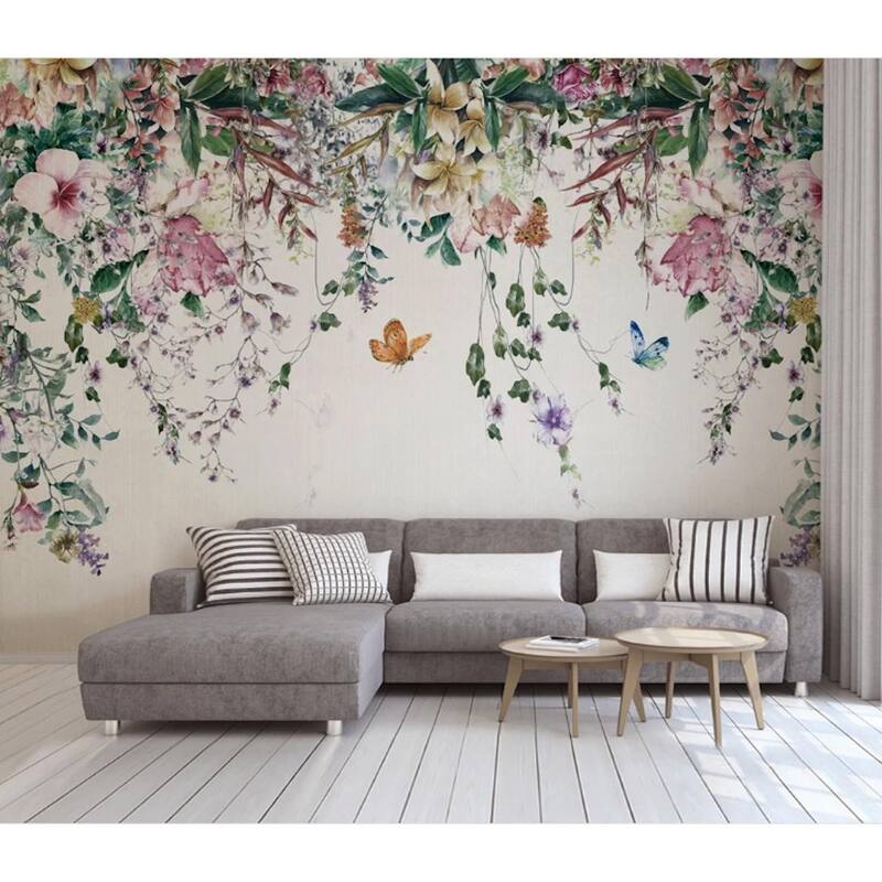 GK Wall Design Colorful Flowers Leave Floral Peel&Stick Wallpaper