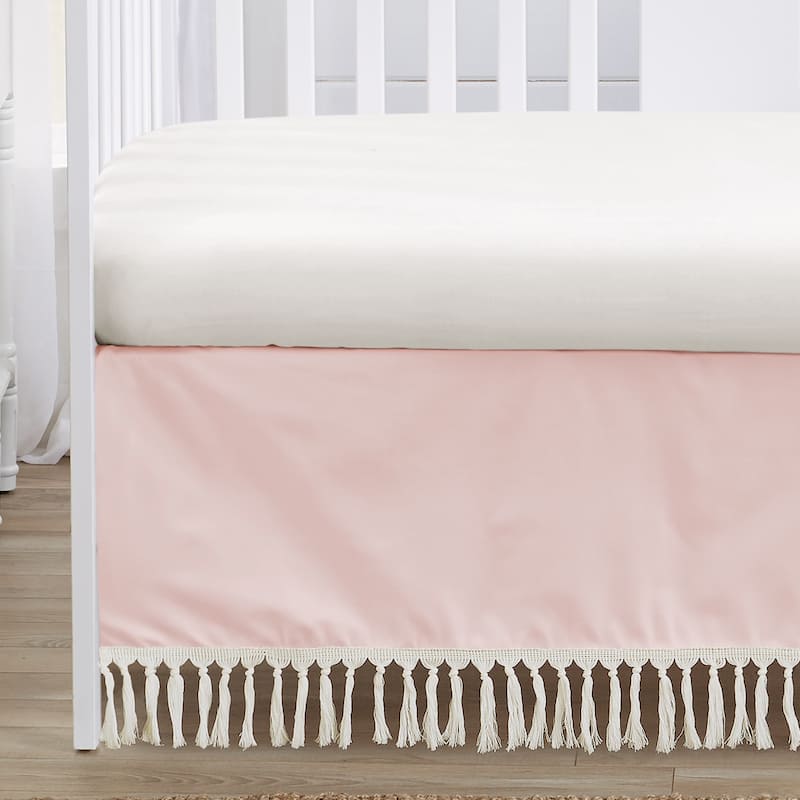 Sweet Jojo Designs Blush Pink Bohemian Boho Chic Girl 4p Nursery Crib Bedding Set Farmhouse Shabby Designer Elegant Geometric