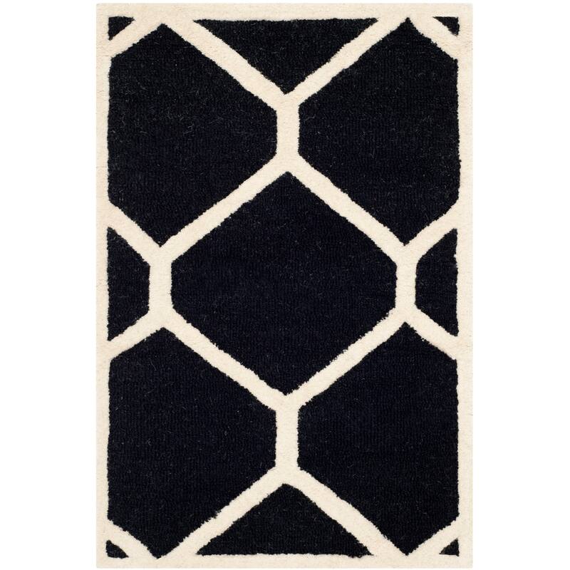 SAFAVIEH Handmade Cambridge Meira Modern Moroccan Wool Rug - 2' x 3' - Black/Ivory