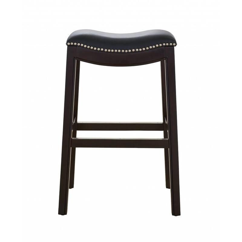 HomeRoots 31" Black and Espresso Solid Wood Backless Bar Height Bar Chair