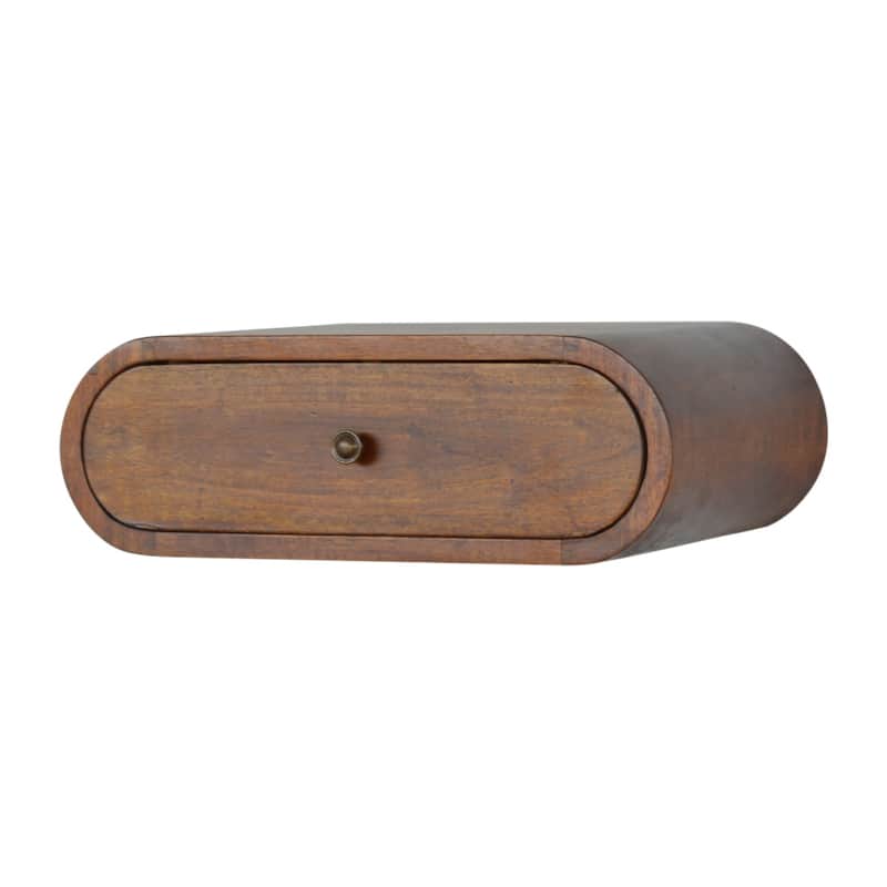 Artisan Furniture Solid Wood Wall Mounted Round Chestnut Nightstand