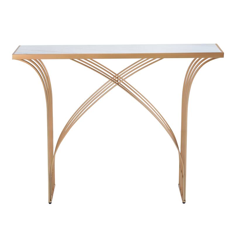 StyleCraft Seraphine Console - Golden - White Marble Top