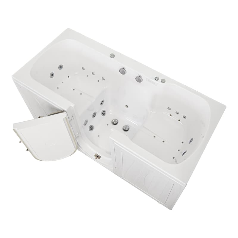 Ella Big4Two 36"x80" Hydro&Air&Foot Massage Acrylic Two Seat Walk-In-Bathtub, Outward swing Door, No Faucet, 2" Dual Drain