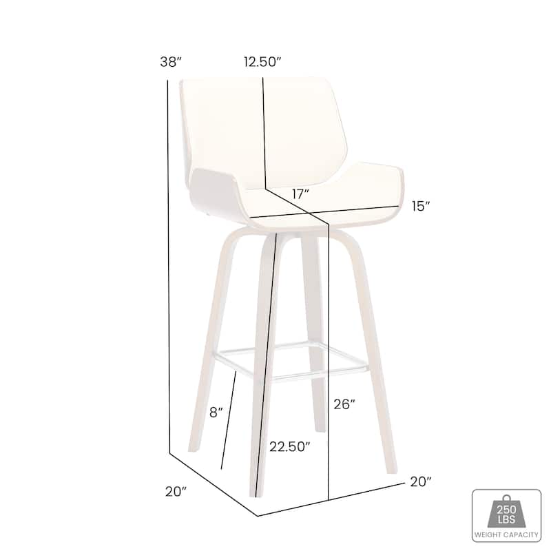 Tyler Mid-Century Swivel Bar Stool, Upholstered Counter Height Chair with Bentwood Legs