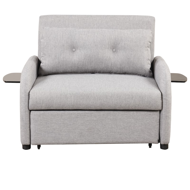 Roomfitters 3-in-1 Pull-Out Sofa Sleeper with 2-Wing Table USB Charging Port for Living Room Recreation Room