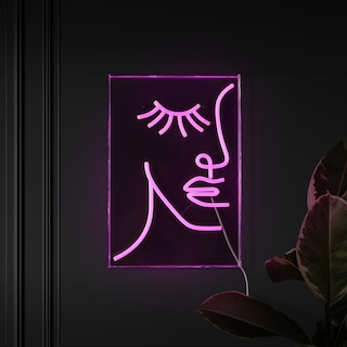 Half-Face 10.3" X 15" Contemporary Glam Acrylic Box USB Operated LED Neon Light, Pink by JONATHAN  Y - 10.3" X 15"
