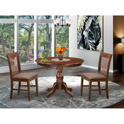 3-Piece Mahogany Finish Solid Wood Top - Dining Room Set - Seats 4
