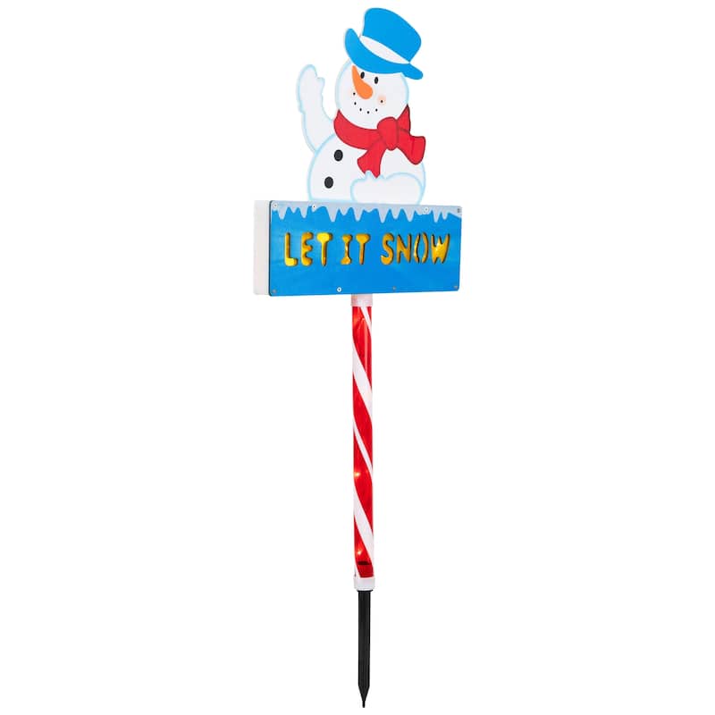 28.5" Pre-Lit Snowman 'LET IT SNOW' Christmas Lawn Stake - Clear Light