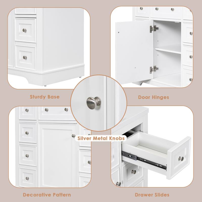 36" Bathroom Vanity Combo with Undermount Sink, 6 Drawers, 1 Cabinet, and Adjustable Shelf