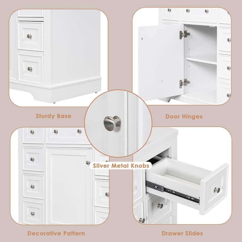 GDFStudio - Avalon 36-Inch Bathroom Vanity Cabinet Base Only, One Cabinet, Solid Wood & MDF Board, Painted Finish