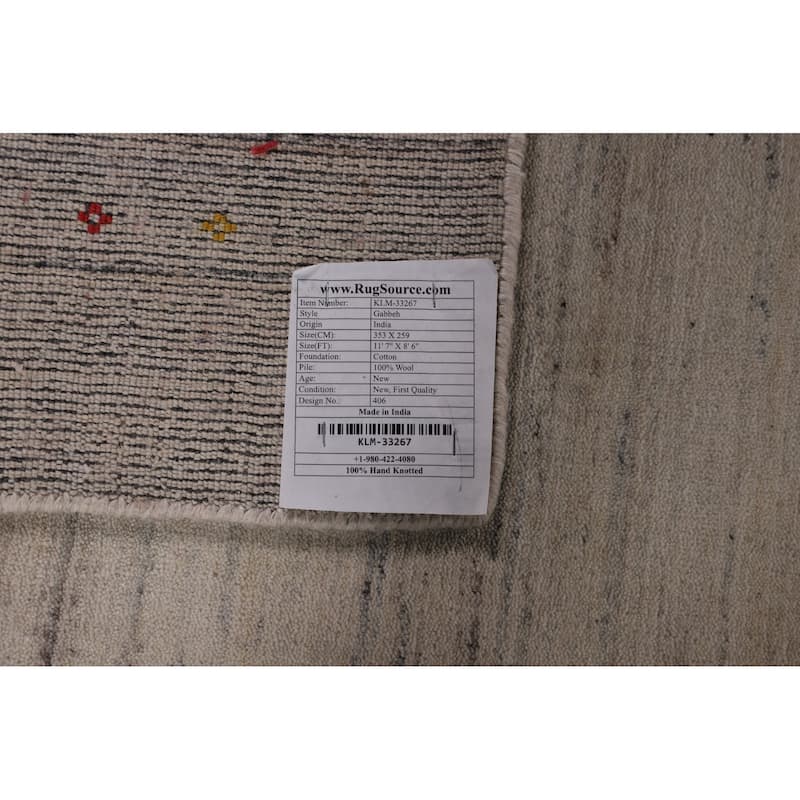 Tribal Gabbeh Indian Area Rug Hand-Knotted Wool Carpet - 8'6" x 11'7"
